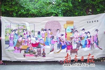 長達3.6米、寬1.46米的“琴棋書畫”巨幅刺繡