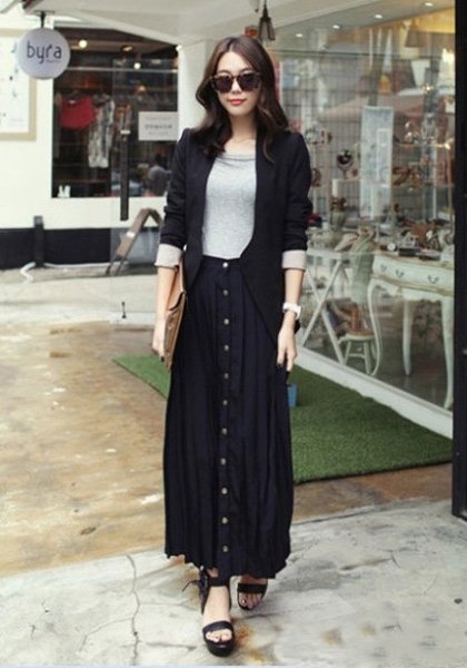 小西裝長裙 混搭造型感最強(qiáng)烈