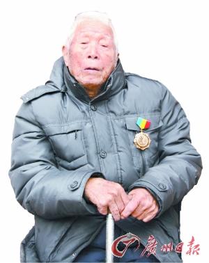 百歲老兵蔡計佑,現居惠州博羅。